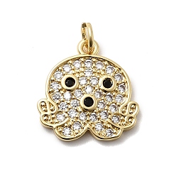 Осьминог Латунные микро проложить кубического циркония подвески, реальный 18 k позолоченный, с целью перехода в кольце, осьминог, 17x16.5x2.5 мм