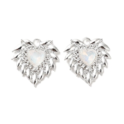 Прозрачный Подвески из сплава со стразами, без свинца и без кадмия, сердце, серебряные, прозрачные, 20x20x4 мм, отверстие : 2 мм