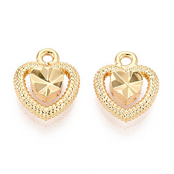 Сердце Латунь прелести, долговечный, без никеля , реальный 18 k позолоченный, сердце, 11.5x9.5x2.5 мм, отверстие : 1.2~1.4 мм