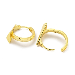 Real 18K Gold Plated Brass Hoop Earrings, Triangle, Real 18K Gold Plated, 16.5x9mm