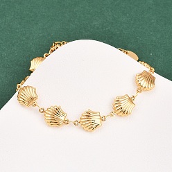 Shell Shape Пляж 304 браслеты из нержавеющей стали с ракушками из морских животных, золотые, формы раковины, 7-1/8 дюйм (18.2 см)