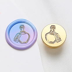 Golden Wax Seal Brass Stamp Head, Bottle Pattern, for Wax Seal Stamp, Golden, 25x14.5mm, Hole: 7mm