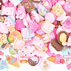 Mixed Shapes 240g мультяшные закуски из непрозрачной смолы кабошоны, пончик мороженое леденец, разнообразные, 10.5~25x11~20.5x4~8.5 мм