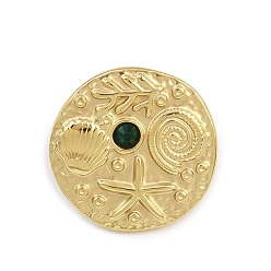 Настоящее золото 18K Плоские круглые 304 булавки со стразами из нержавеющей стали для одежды, ионное покрытие (ip), ручная полировка, реальный 18 k позолоченный, 20 мм