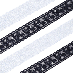 (52) Непрозрачная лаванда 10 ярды 2 цвета молочные волокна вышивка цветочная кружевная отделка, для пошива одежды, разноцветные, 1-1/8 дюйм (30 мм), 5 ярды / цвет