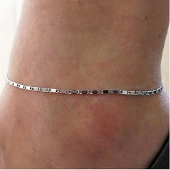 Платина Браслеты на ногу из сплава с овальными звеньями для женщин, платина, 7-7/8 дюйм (200 мм)