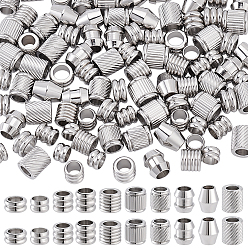 Нержавеющая Сталь Цвет 100 шт. 10 стили 201 Европейские бусины с канавками из нержавеющей стали, бусины с большим отверстием, колонка, цвет нержавеющей стали, 6~9x3.8~8 мм, отверстие : 4~5 мм, 10 шт / стиль