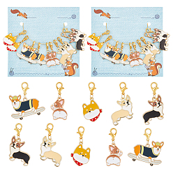 (52) Непрозрачная лаванда Маркеры петель для кулона с собакой, подвески из сплава эмали крючком с застежкой-лобстером, маркер с замком и кольцом с подвеской в виде винного бокала, разноцветные, 3.3 см, 5 стиль, 2 шт / стиль, 10 шт / комплект, 2 комплектов / коробка