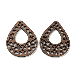 Teardrop Деревянные подвески из ореха, кокосового коричневый, слеза, 36x30x2.5 мм, отверстие : 2 мм