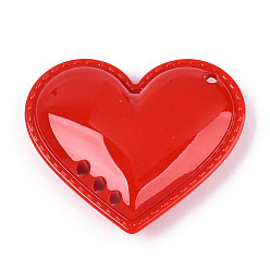 Красный Непрозрачные акриловые подвески, сердце, красные, 47x54x13.5 мм, Отверстие : 3 мм & 2~3 мм