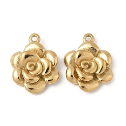 Настоящее золото 14K 304 подвески из нержавеющей стали, цветок розы, реальный 14 k позолоченный, 16.5x12.5x4.5 мм, отверстие : 1.2 мм