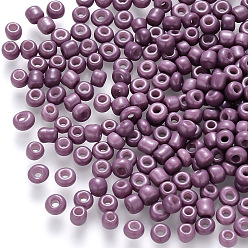 Purple 6/0 Baking Paint Glass Round Seed Beads, Purple, 4~5x3~4mm, Hole: 1~2mm, about 4500pcs/pound