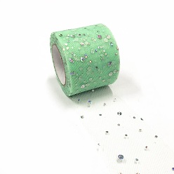 Light Green Glitter Sequin Deco Mesh Ribbons, Tulle Fabric, Tulle Roll Spool Fabric For Skirt Making, Light Green, 2 inch(5cm), about 25yards/roll(22.86m/roll)