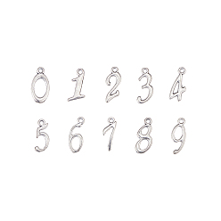 Antique Silver 100Pcs Tibetan Style Alloy Pendant Sets, Including Number 0~9, Antique Silver, 10pcs/number