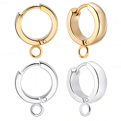 Золотой & Серебряный 16 шт. 2 цвета 201 фурнитура для сережек-колец из нержавеющей стали, с вертикальной петлей, с 316 хирургическими серьгами из нержавеющей стали, кольцо, золотой и серебряный, 13x4 мм, отверстие : 2.7 мм, штифты : 1 мм, 8 шт / цвет