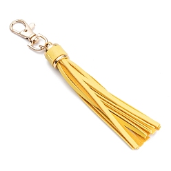 Jaune Simili cuir avec fermoirs en alliage d'or clair gland gros pendentifs décorations, jaune, 150mm