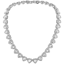 Платина 1 теннисные ожерелья в форме сердца из цинкового сплава с кристаллами и стразами для женщин, платина, 15-7/8 дюйм (40.2 см)