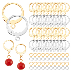 (52) Непрозрачная лаванда 100 шт. 304 серьги с рычагом из нержавеющей стали, с горизонтальной петлей и открытыми кольцами 100шт., разноцветные, 14.5x12x2 мм, отверстие : 1.2 мм, штифты : 0.8x1 мм, 2 цветов, 50 шт / цвет, 100 шт