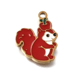 Squirrel 304 нержавеющей стальной эмали подвески, ионное покрытие (ip), золотые, белка прелести, 16x12x1.4 мм, отверстие : 1.4 мм
