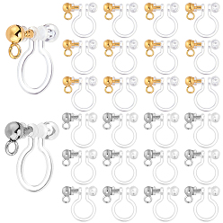 Позолоченный и Цвет Нержавейки 32 шт. 2 цвета прозрачные U-образные безболезненные предупреждающие аллергию смоляные ушные клипсы, фурнитура из нержавеющей стали , настоящее золото и нержавеющая сталь, 11x10.5x3 мм, отверстие : 1.4 мм