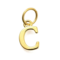 Letter C 925 стерлингов серебряные подвески, реальный 18 k позолоченный, буквы, буква С, 10x6.5x1 мм, отверстие : 4 мм
