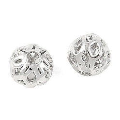 Platino Real Plateado Cuentas espaciadoras de latón Shegrace, sin cadmio y níque y plomo, rondo, hueco, Platino verdadero plateado, 5 mm, agujero: 1.4 mm