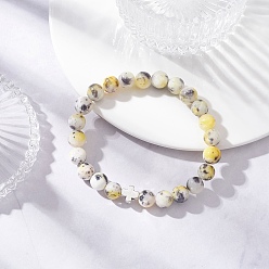 Persian Jade Браслеты из натуральных окрашенных персидских нефритов с круглыми бусинами, крестики из сплава для мужчин и женщин, внутренний диаметр: 2-1/4 дюйм (5.6 см)