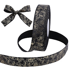 Black Polyester Ribbons, for Gift Decoration, Black, 1 inch(26mm), about 50.00 Yards(45.72m)/Roll