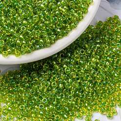 (RR3739) Fancy Lined Celery Миюки круглые бусины рокайль, японский бисер, (rr 3739) сельдерей с декоративной подкладкой, 8/0, 3 мм, отверстие : 1 мм, Около 2111~2277 шт / 50 г