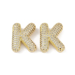 Letter K Латунные микропаве прозрачные подвески с фианитом, без кадмия, без никеля и без свинца, Письмо K, 24x24.5x7 мм, отверстие : 3.5x2 мм
