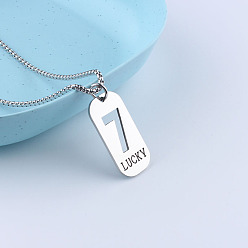 Нержавеющая Сталь Цвет 201 Счастливый номер из нержавеющей стали 7 Кулоны-жетон для собак для женщин и мужчин, цвет нержавеющей стали, 27.56 дюйм (70 см)