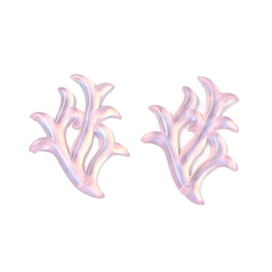 Бледно-Розовый Полупрозрачные кабошоны для декодирования эпоксидной смолы, форма коралла, розовый жемчуг, 30x23.5x2 мм