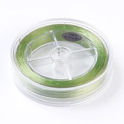 Светло-зеленый Коричневый Плоская эластичная кристаллическая струна, эластичная нить для бисера, для изготовления эластичного браслета, оливковый, 1x0.5 мм, около 87.48 ярдов (80 м) / рулон