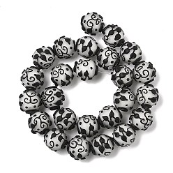 Гейнсборо Бусины лэмпворк , круглая с цветком, светло-серые, 436 мм, около 25 шт / нитка