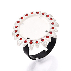 Серебро Основание чашки с кольцом из цветочного сплава и железных страз с вращающимся подносом, изготовление колец с круглой накладкой для снятия тревожности, серебряные, 24x24 мм, 17 мм, Размер лотка: 16 мм