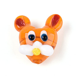 Темно-Оранжевый Бусины лэмпворк , мышь, темно-оранжевый, 19~21x19~21x11~13 мм, отверстие : 1.8 мм