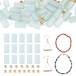 Jade Blanco Diy jewelry making kits, Incluye 30piezas de cuentas de jade blanco natural y 15piezas de cuentas de latón., 2~6x2~3.5 mm, agujero: 0.8~1 mm