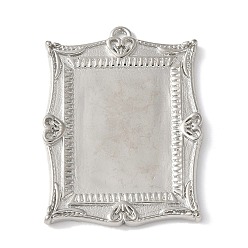 Rectangle Латунные подвески из латуни с кабошонами, платина, прямоугольные, лоток : 22.5x16.5 мм, 36x27x3 мм, отверстие : 1.8 мм