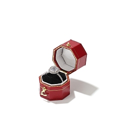 Красный Коробка для хранения колец из искусственной кожи, красные, 3x3x3.5 см