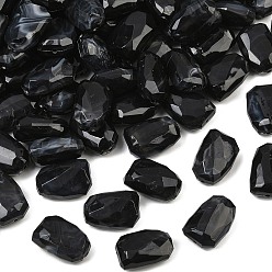 Черный Двухцветные акриловые бусины, Стиль имитация драгоценных камней, прямоугольные, граненые, чёрные, 21.5x14.5x10 мм, отверстие : 1.6 мм, Около 227 шт / 500 г