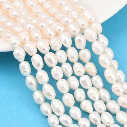 Бежевый Нити из натурального культивированного пресноводного жемчуга, рис, класс 2, бежевые, 6~7 мм, отверстие : 0.5 мм, около 40~41 шт / нитка, 13.31'' (33.8 см) ~ 13.39'' (34 см)