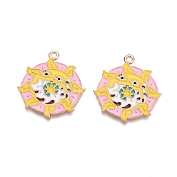 Солнце Подвески из сплава и эмали на тему карт Таро, без свинца и без кадмия, золотые, Узор кошки, солнце, 28.5x25x1 мм, отверстие : 1.6 мм