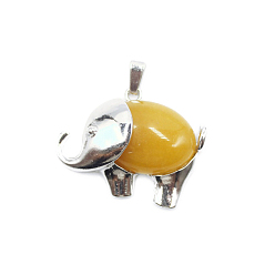 Топаз Нефрит Натуральный топаз нефрита подвески, Слон прелести, с металлической фурнитурой с платиновым покрытием, 27x33 мм