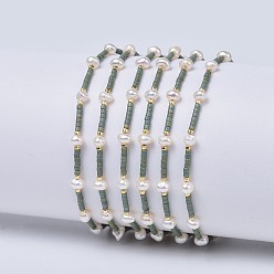 Темный Морско-зеленый Регулируемые нейлоновые шнур плетеный браслеты из бисера, с японским бисером и жемчугом, темно-зеленый, 1-3/4 дюйм ~ 2-3/4 дюйм (4.6~7 см)