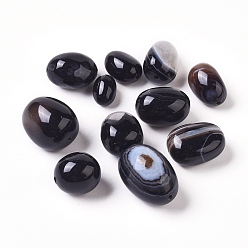 Black Agate Natural Black Agate Beads, Dyed & Heated, Oval, 10~21x7~15mm, Hole: 1.2~1.6mm