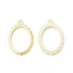 Light Gold Rack Plating Alloy Oval Open Back Bezel Pendants, For DIY UV Resin, Epoxy Resin, Pressed Flower Jewelry, Cadmium Free & Nickel Free & Lead Free, Light Gold, 24.5x16.5x2mm, Hole: 1.6mm