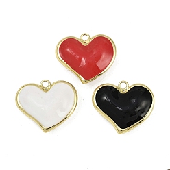 (52) Непрозрачная лаванда Латунь эмаль подвески, долговечный, без кадмия и без свинца, стойки покрытие, реальный 18 k позолоченный, шарма сердца, разноцветные, 26.5x30.5x9.5 мм, отверстие : 2.8 мм