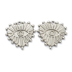 Нержавеющая Сталь Цвет 304 подвеска кабошон нержавеющая сталь под эмаль, Сердце с глаз, цвет нержавеющей стали, 19.5x20x1.5 мм, отверстие : 1.4 мм