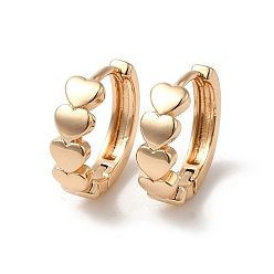 Light Gold Brass Hoop Earrings for Women, Heart, Light Gold, 16x4.5mm
