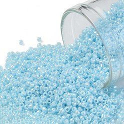 (124) Opaque Luster Pale Blue TOHO Round Seed Beads, Japanese Seed Beads, (124) Opaque Luster Pale Blue, 15/0, 1.5mm, Hole: 0.7mm, about 3000pcs/bottle, 10g/bottle